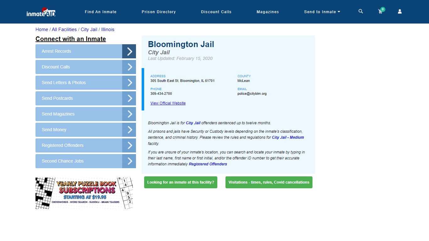 Bloomington Jail | Inmate Locator